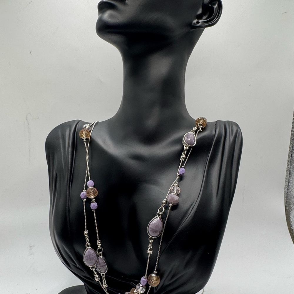 Lavender and Silver Multi-Bead Necklace